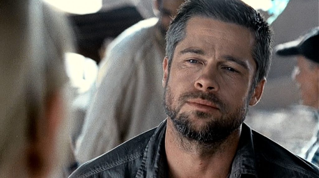 Brad Pitt in denim shirt