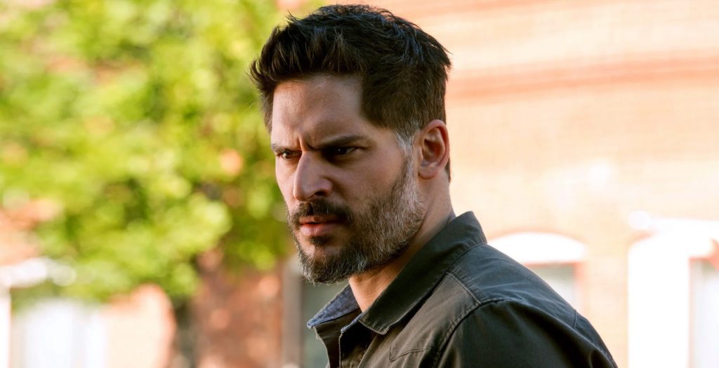 joe manganiello in sivler fox look